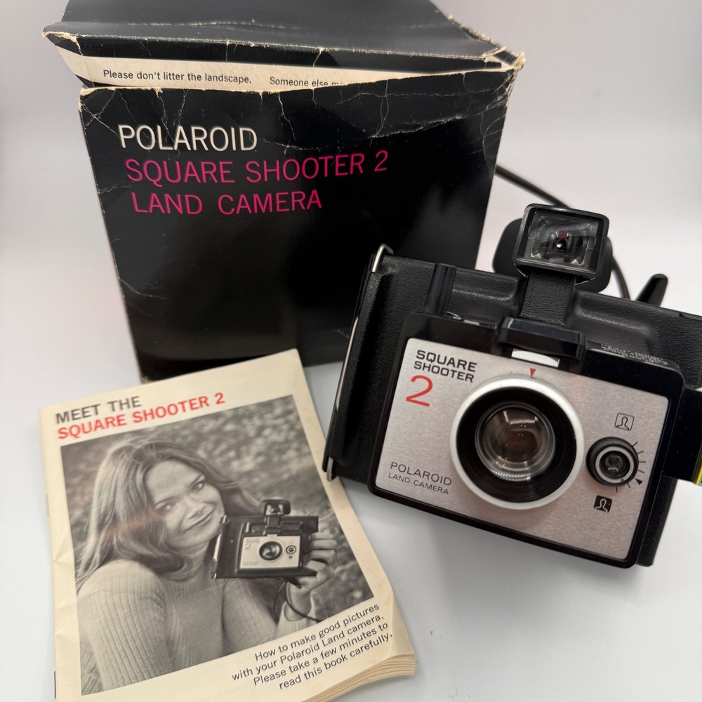 Vintage Polaroid Square Shooter 2 Land Camera with Original Box and Manual
